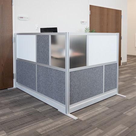Luxor Workflow Modular Wall Room Divider System - Silver Frame - 53" x 48" Starter Wall with Whiteboard MW-5348-FWCG